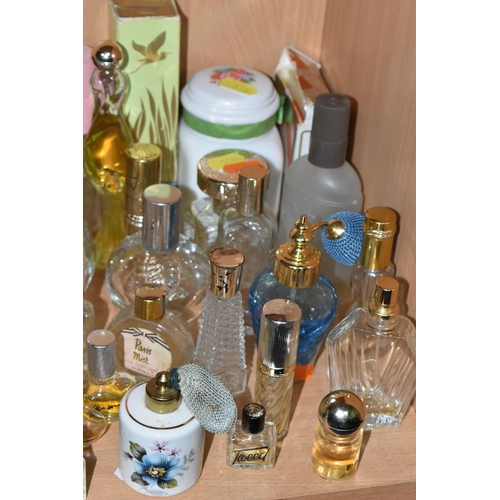 330 - A COLLECTION OF VINTAGE PERFUME AND SCENT BOTTLES, comprising a Royal Brierley iridescent blue glass... 