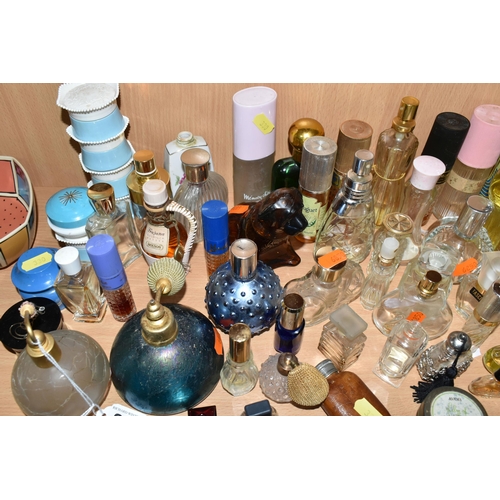 330 - A COLLECTION OF VINTAGE PERFUME AND SCENT BOTTLES, comprising a Royal Brierley iridescent blue glass... 