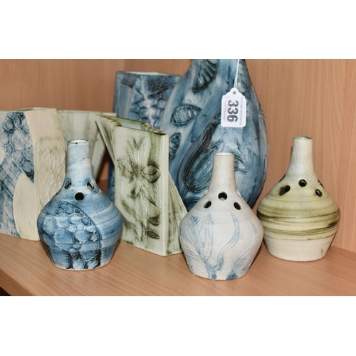 336 - A GROUP OF CARN POTTERY VASES, Carn Pottery - Nancledra, Penzance, Cornwall studio art pottery vases... 