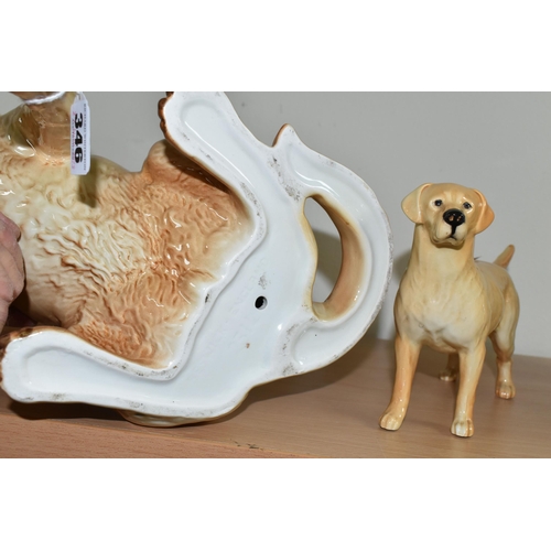 346 - TWO BESWICK LABRADOR FIGURES, comprising a large Beswick Fireside Models seated Labrador, model no 2... 