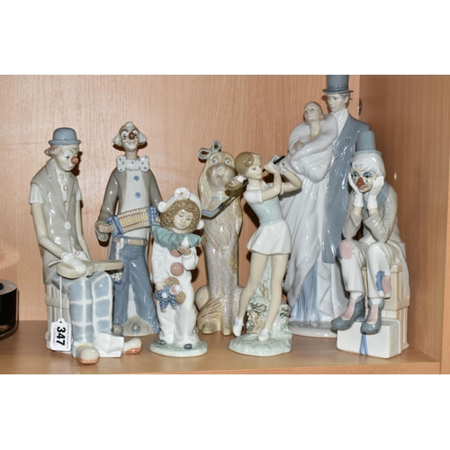 347 - A GROUP OF NAO AND OTHER SPANISH PORCELAIN FIGURES, comprising three Nao figures: 'A Bird in Hand' H... 