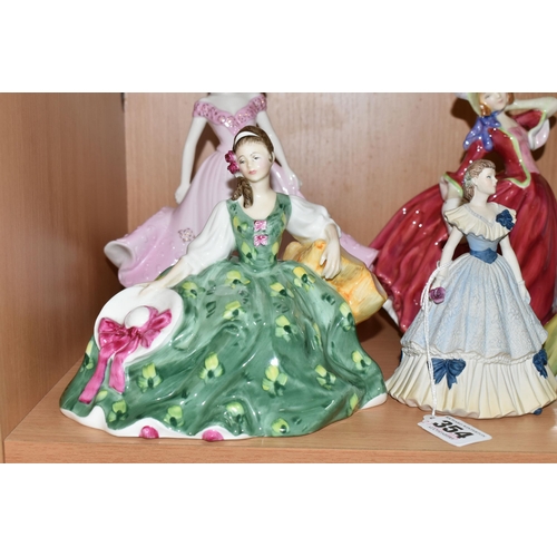 354 - SIX ROYAL DOULTON AND COALPORT FIGURINES, comprising Royal Doulton: Secret Thoughts HN2382 (small fi... 