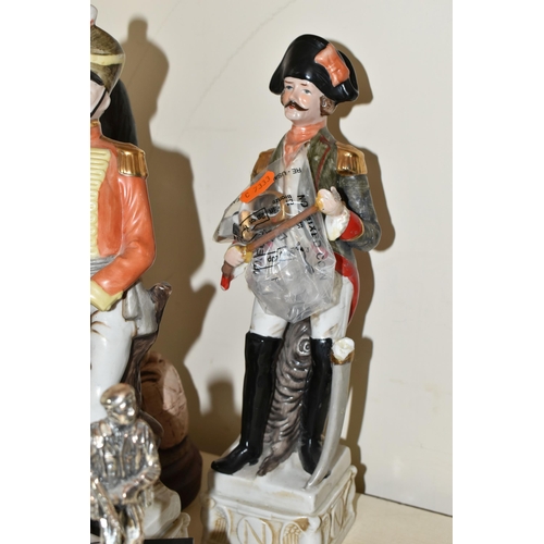 363 - NINE MILITARY FIGURES, to include boxed Royal Hampshire silver plated figure 'The Paratrooper' and u... 