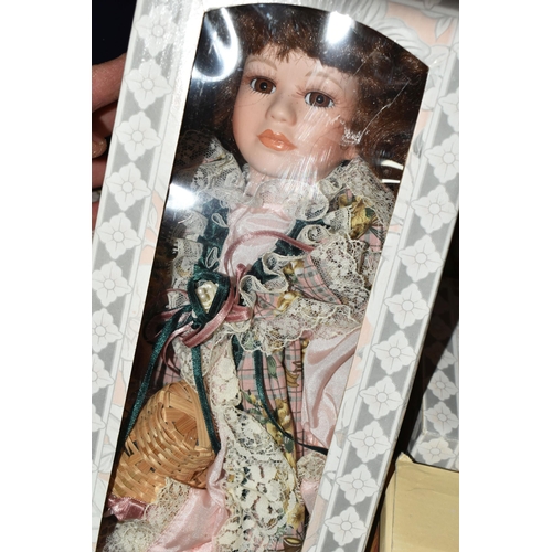 378 - THREE BOXES OF LEONARDO COLLECTION PORCELAIN DOLLS AND SIMILAR, comprising eleven boxed dolls and tw... 