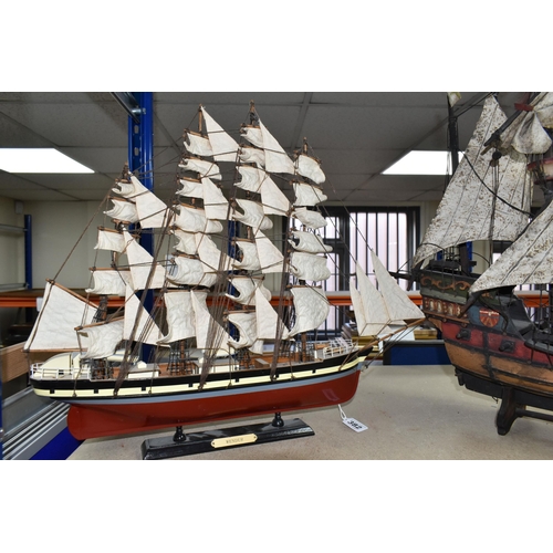 382 - TWO MODEL SAILING SHIPS, comprising 'The Wendor' and a Santa Maria style Galleon ship, height 59cm o... 