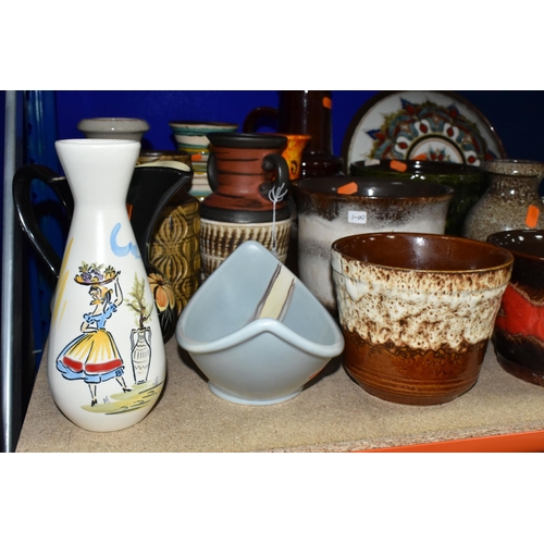 385 - A GROUP OF MID-CENTURY WEST GERMAN PLANTERS AND VASES, comprising a 1962 vase impressed mark to base... 