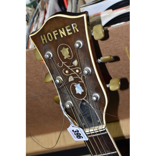 396 - A 1960S HOFNER AMBASSADOR ELECTRIC GUITAR, having two humbucking pickups, a solid spruce top, one pi... 