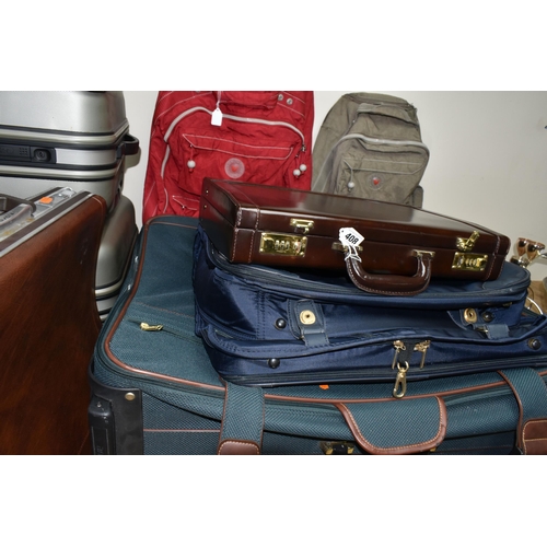 408 - A QUANTITY OF LUGGAGE, mainly modern, to include suitcases, including two hard Antler cases approxim... 