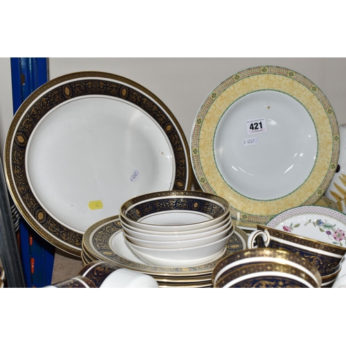 421 - A GROUP OF ASSORTED DINNER WARES, comprising a Royal Doulton Dorchester H5148 part dinner service, o... 