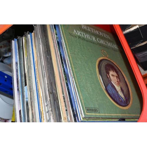 423 - THREE BOXES OF RECORDS, to include approximately one hundred and twenty vinyl LPs, by artists and co... 