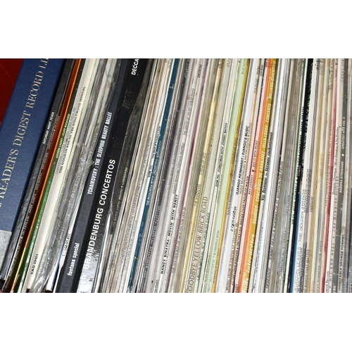 423 - THREE BOXES OF RECORDS, to include approximately one hundred and twenty vinyl LPs, by artists and co... 