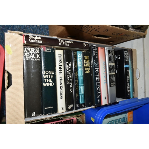 435 - FOUR BOXES OF BOOKS containing approximately seventy miscellaneous titles in hardback and paperback ... 