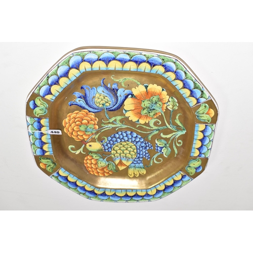 440 - A PAOLO MARIONI ITALIAN POTTERY OCTAGONAL CHARGER, crackle glazed, the gilt ground polychrome enamel... 