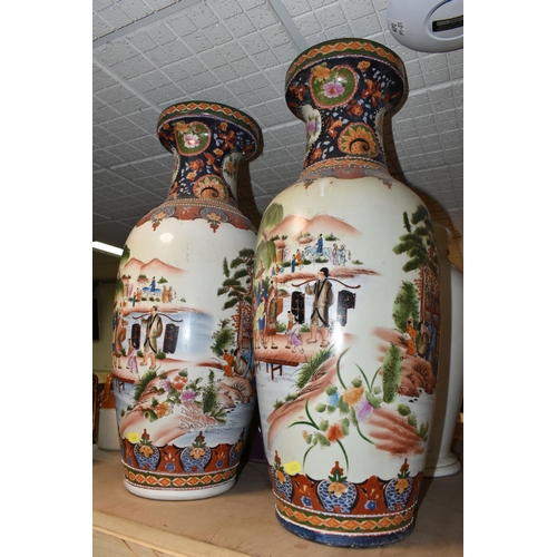 469 - A LARGE QUANTITY OF FLOOR VASES, PLANTERS AND ORNAMENTS, comprising a pair of large Oriental style f... 