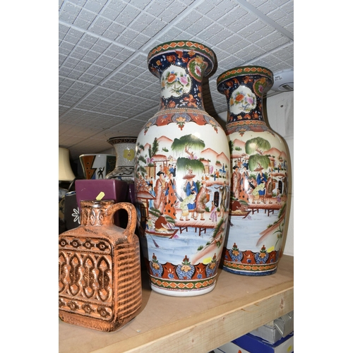 469 - A LARGE QUANTITY OF FLOOR VASES, PLANTERS AND ORNAMENTS, comprising a pair of large Oriental style f... 