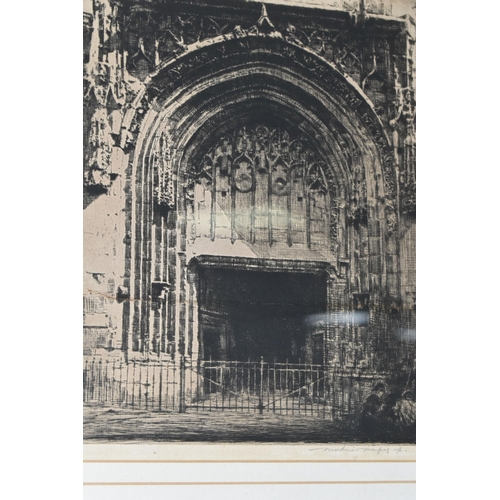 475 - MORTIMER L MENPES (1855-1938) CATHEDRAL DOORWAY, a dry point etching depicting a detail from a cathe... 