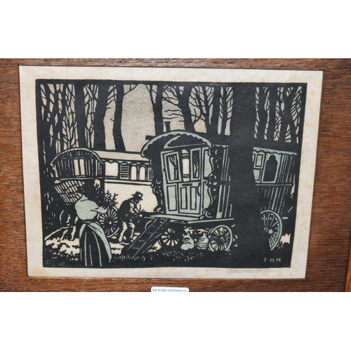 476 - ERIC HESKETH HUBBARD (1892-1957) A GYPSY ENCAMPMENT AT NIGHT, signed in pencil to lower margin, init... 