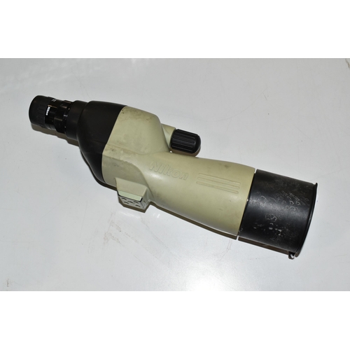 483 - A NIKON SPOTTING SCOPE WITH SOFT CASE, complete with a 15x45 zoom eyepiece and a fixed 20x magnifica... 