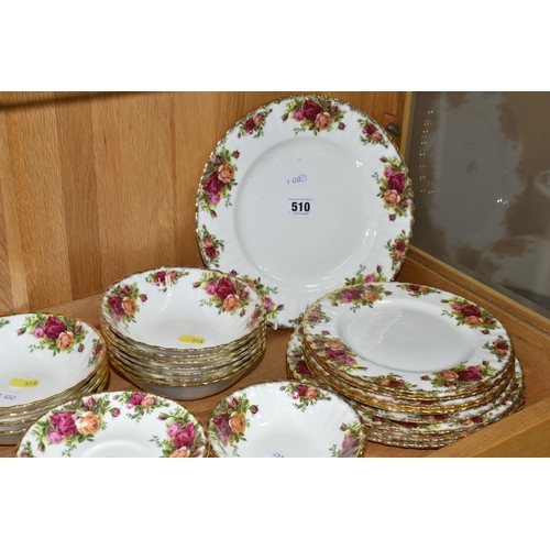 510 - A ROYAL ALBERT 'OLD COUNTRY ROSES' PATTERN PART DINNER SERVICE, comprising a dinner plate (second), ... 