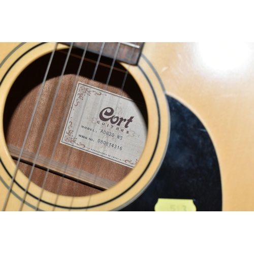 513 - TWO GUITARS, comprising a Cort  acoustic classical guitar, model AD830 NS, serial No. 080814316, wit... 