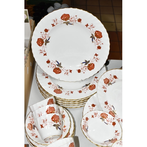 540 - A ROYAL CROWN DERBY 'BALI' PATTERN PART DINNER AND TEA SERVICE, comprising eight dinner plates (mark... 