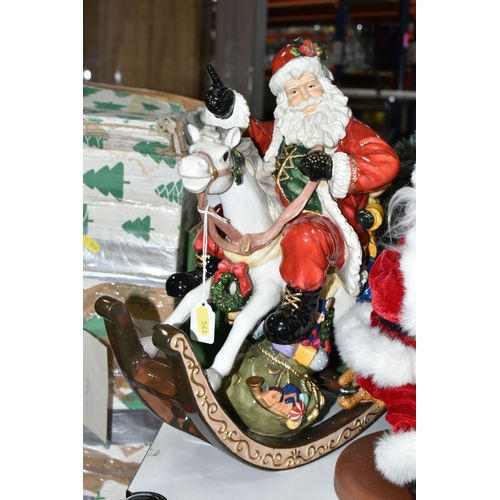 544 - A BOXED ARTIFICIAL CHRISTMAS TREE, A BOXED CERAMIC FIGURE OF SANTA CLAUS ON A ROCKING HORSE, THREE B... 