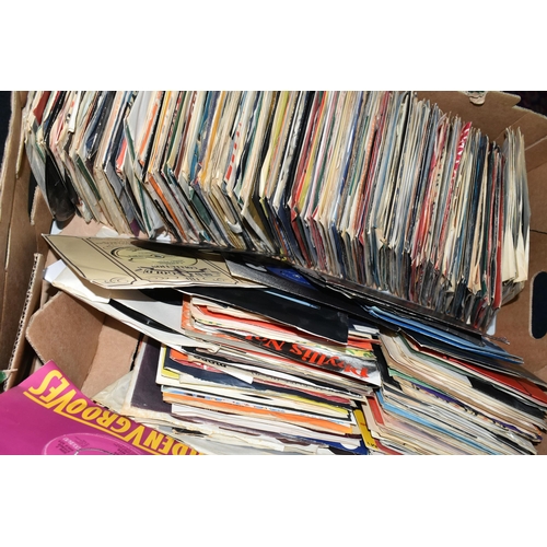 553 - ONE BOX OF SINGLE 45RPM RECORDS, over two hundred and fifty records, artists include Tubeway Army, T... 