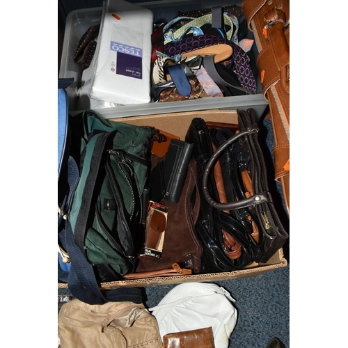 554 - THREE BOXES OF MEN'S SHOES AND ACCESSORIES, to include ten pairs of men's shoes and trainers, maker'... 