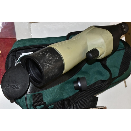 483 - A NIKON SPOTTING SCOPE WITH SOFT CASE, complete with a 15x45 zoom eyepiece and a fixed 20x magnifica... 