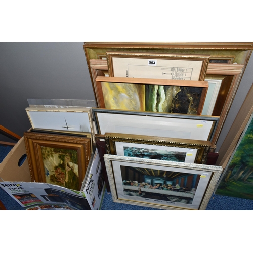 563 - A QUANTITY OF PAINTINGS AND PRINTS ETC, to include a Sidney James Beer watercolour, signed and title... 