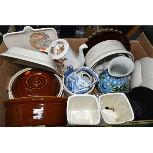 564 - FIVE BOXES OF TEA AND DINNER WARES, to include a thirty one piece Johnson Bros Eternal Beau dinner s... 