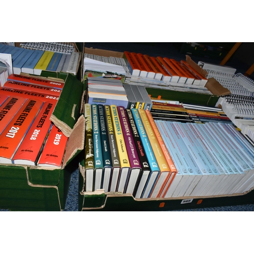 565 - FIVE BOXES OF AIRCRAFT BOOKS, approximately one hundred and fifty titles in hardback and paperback f... 