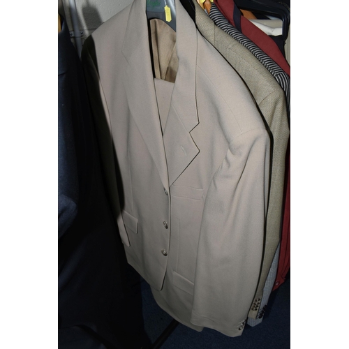 574 - THIRTY ITEMS OF GENTLEMEN'S CLOTHING, comprising a Dak's 'Prince of Wales' check suit, UK size 42S, ... 