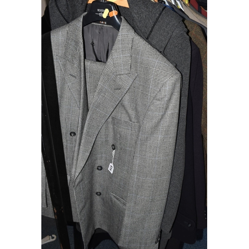 574 - THIRTY ITEMS OF GENTLEMEN'S CLOTHING, comprising a Dak's 'Prince of Wales' check suit, UK size 42S, ... 