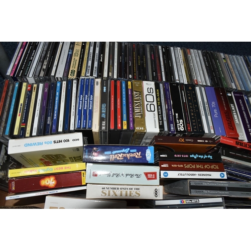 575 - SIX BOXES AND LOOSE CDS AND DVDS, over three hundred CDs by artists to include Queen, UB40, Fleetwoo... 