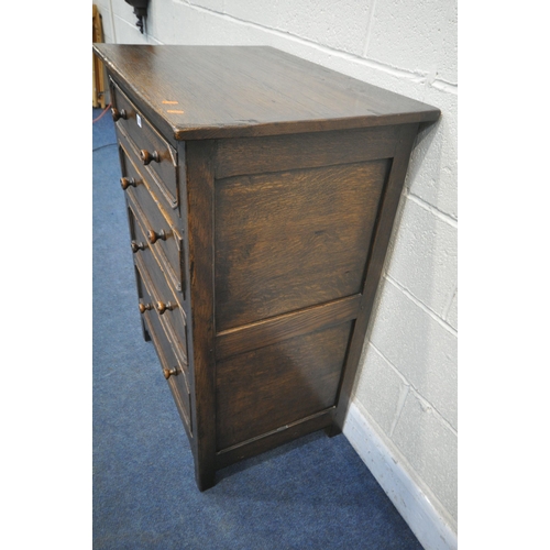 1208 - IN THE MANNER OF TITCHMARSH AND GOODWIN, A SOLID OAK CHEST OF FOUR LONG DRAWERS, width 76cm x depth ... 