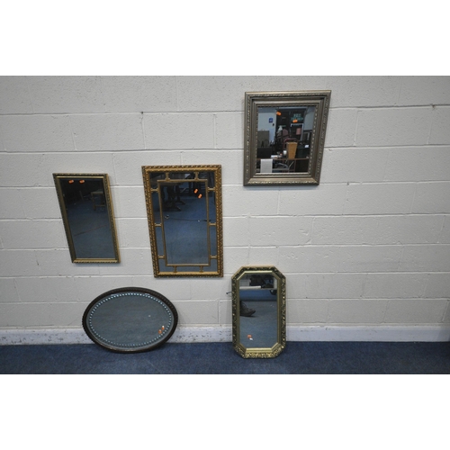 1217 - A SELECTION OF VARIOUS MIRRORS, to include a gilt framed rectangular wall mirror, 83cm x 53cm, a rec... 