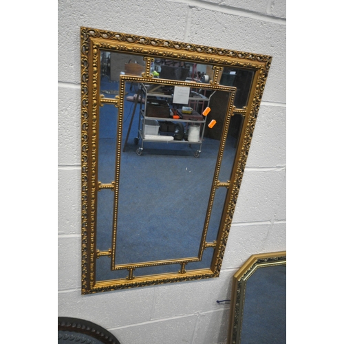 1217 - A SELECTION OF VARIOUS MIRRORS, to include a gilt framed rectangular wall mirror, 83cm x 53cm, a rec... 