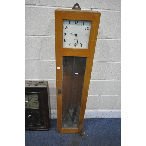 1223 - A MID CENTURY BEECH CASED GENTS OF LEICESTER CLOCK, with pendulum and instruction manual, width 29cm... 