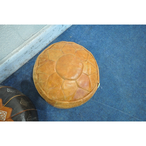 1233 - TWO MOROCCAN LEATHER PATTERNED POUFFES, diameter 50cm, the other tanned (condition report: general s... 