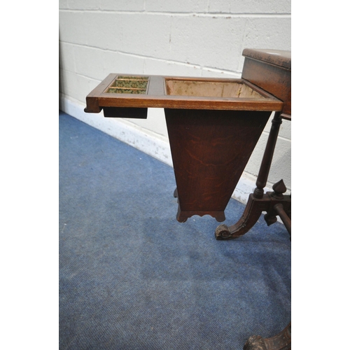 1234 - A LATE VICTORIAN OCTAGONAL MAHOGANY WORK TABLE, the pull out section with three small compartments, ... 