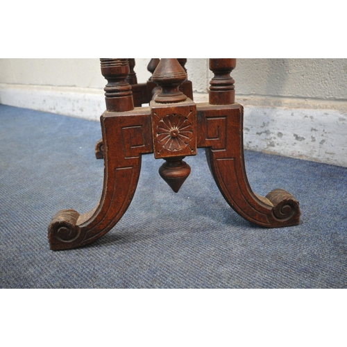 1234 - A LATE VICTORIAN OCTAGONAL MAHOGANY WORK TABLE, the pull out section with three small compartments, ... 