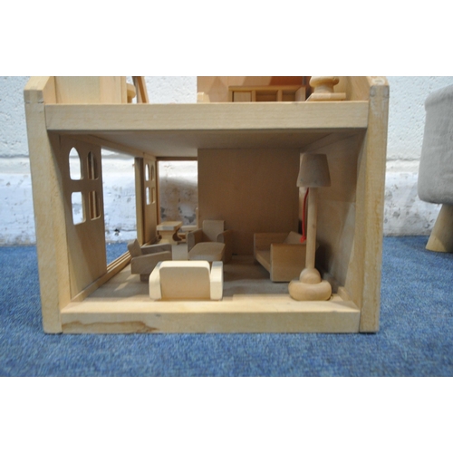 1239 - A SELECTION OF CHILDS OCCASIONAL FURNITURE, to include a wooden dolls house, with a variety of furni... 