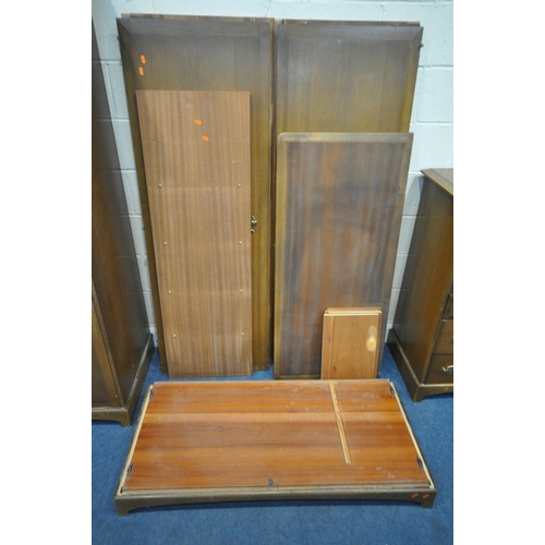 1248 - A STAG MADRIGAL THREE PIECE BEDROOM SUITE, comprising two double door wardrobes, larger wardrobe dis... 