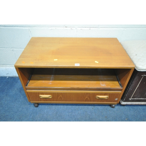 1279 - A MID CENTURY TEAK TV CABINET, with a pull out slide and single drawer, width 83cm x depth 46cm x he... 