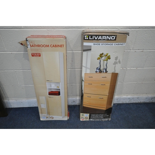 1286 - A BOXED TALL BATHROOM CABINET, and a boxed Livarno shoe cabinet (condition report: both opened so un... 