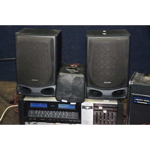 A VINTAGE JVC JR-S200L STEREO RECEIVER AMPLIFIER with a pair of