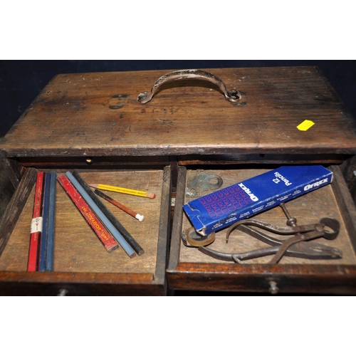 1085 - A VINTAGE 'THE AERO' ENGINEERS TOOL CABINET with inspection equipment and tools including a Moore an... 