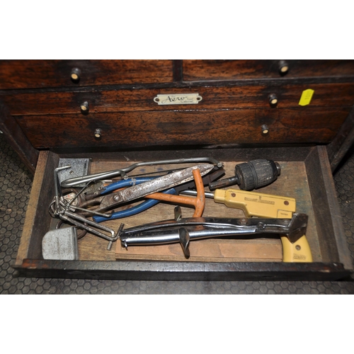 1085 - A VINTAGE 'THE AERO' ENGINEERS TOOL CABINET with inspection equipment and tools including a Moore an... 