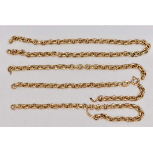 12 - A YELLOW METAL BELCHER CHAIN, AF broken chain, damaged links, spring clasp, stamped 9k, approximate ... 